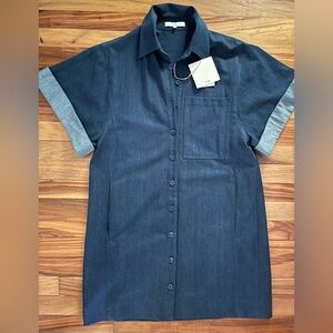 Tibi Enzyme Washed Denim Shirtdress